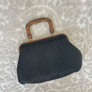 Bag purse Walborg women’s handbag vintage antique made in Italy wooden detailed